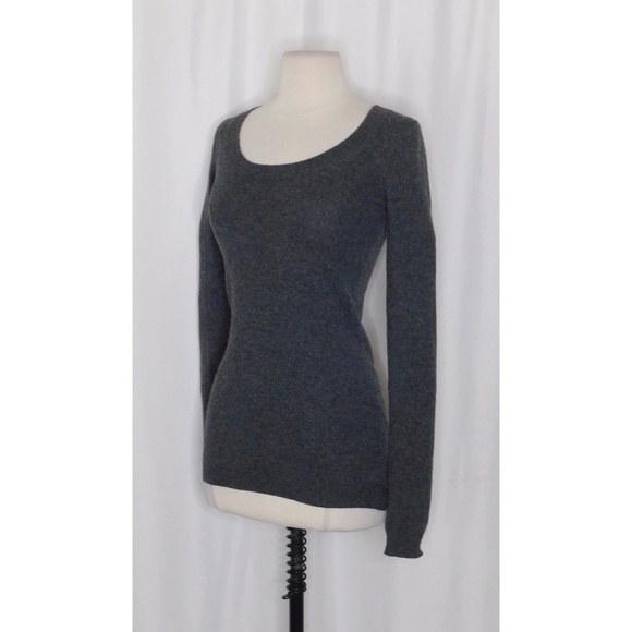 THEORY Demonte Royal Gray Cashmere Scoop Neck Sweater Pullover Knit P Tall XS - Picture 5 of 12
